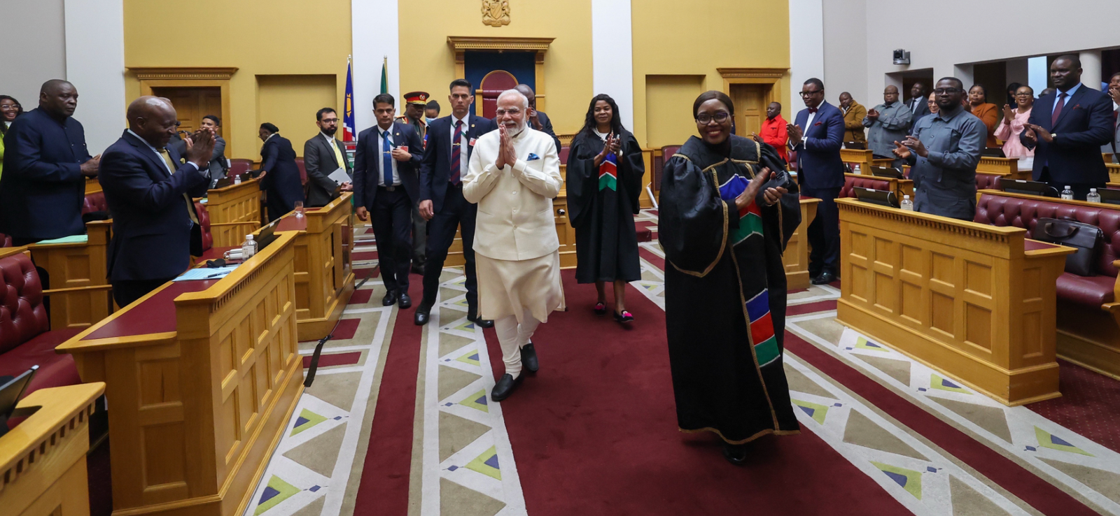 Prime Minister Narendra Modi speaks on India-Namibia friendship during his address to the Namibian Parliament